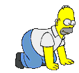 Homer Simpson crawling in search of food (preferably donuts), or beer (preferably "Duff"), or both