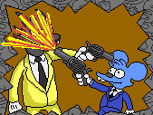 Click on this animated GIF of Itchy and Scratchy to listen to the main title music from "The Itchy and Scratchy Show" (MP3 format - 150 KB)