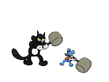 Click on this animated GIF of Itchy and Scratchy to listen to the main title music from "The Itchy and Scratchy Show" (MP3 format - 150 KB)