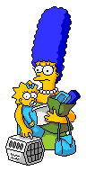 Marge Simpson holding baby daughter Maggie (and other important items)